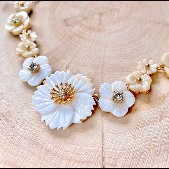 Lonna and Lilly Gold-Tone Crystal and Mother-of-Pearl Flower Necklace - Picture 3 of 7